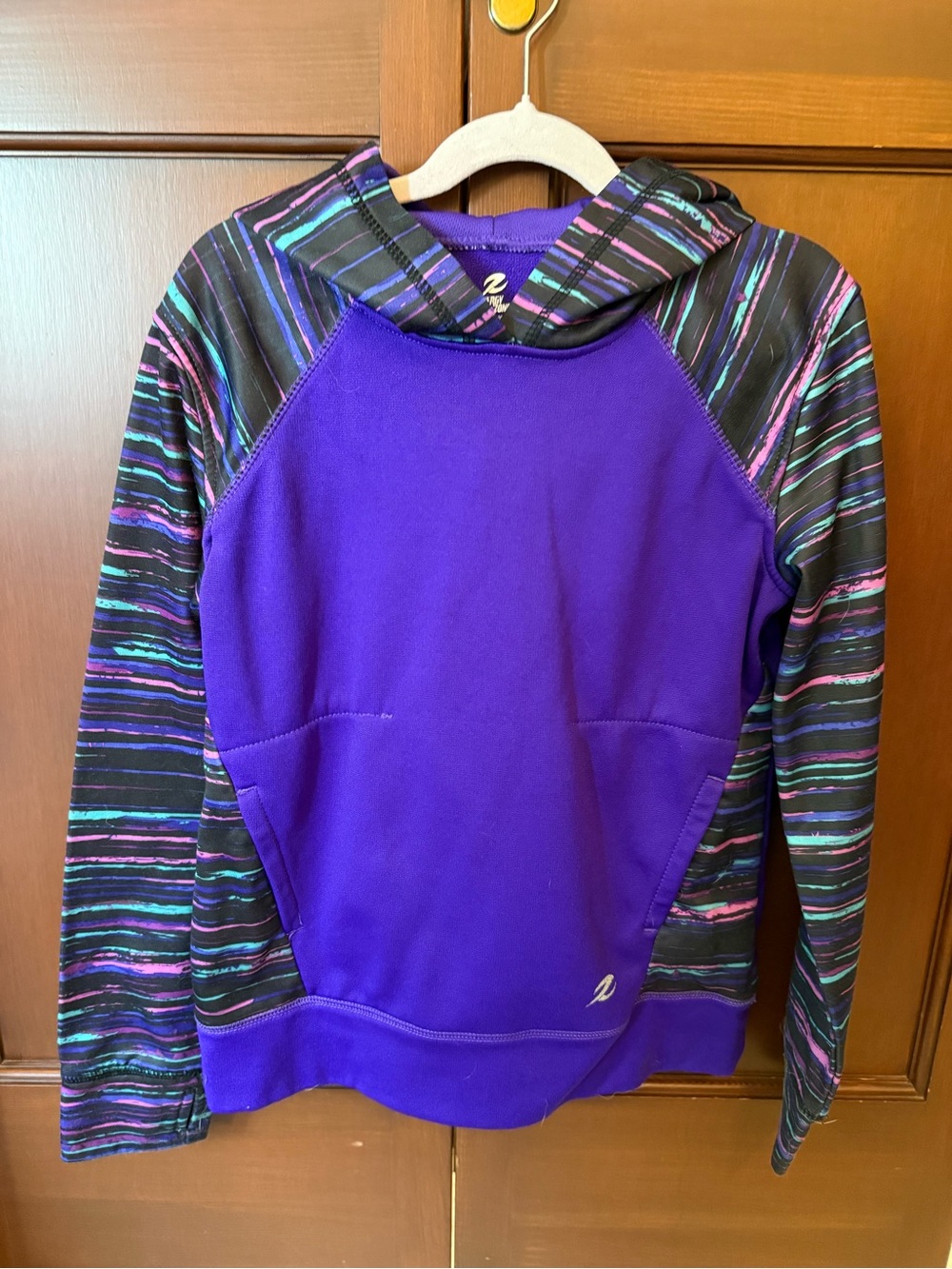 Energy Zone Purple Performance Hoodie with Multicolor Striped Accents